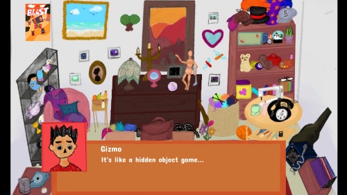 screenshot of hidden object room in the game